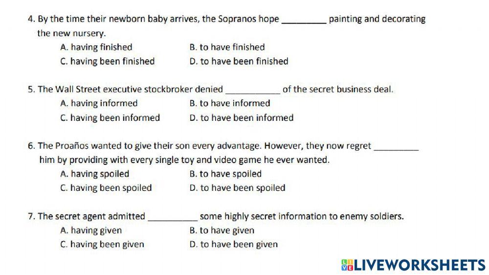 Gerund&Infinitive (Perfect&Passive)