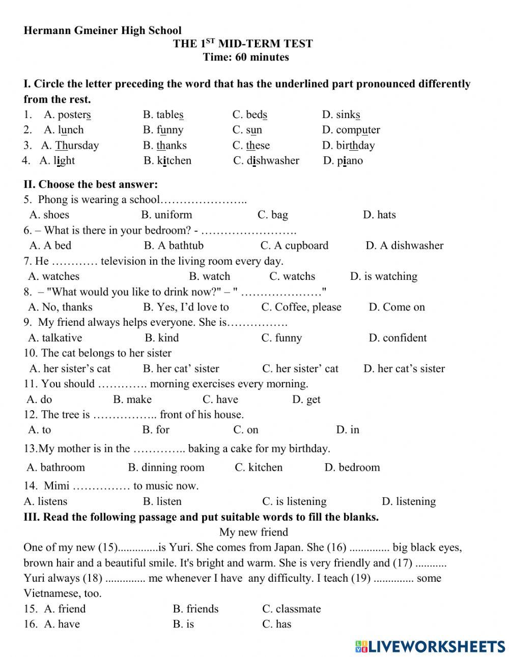 1st Mid -term test - G6