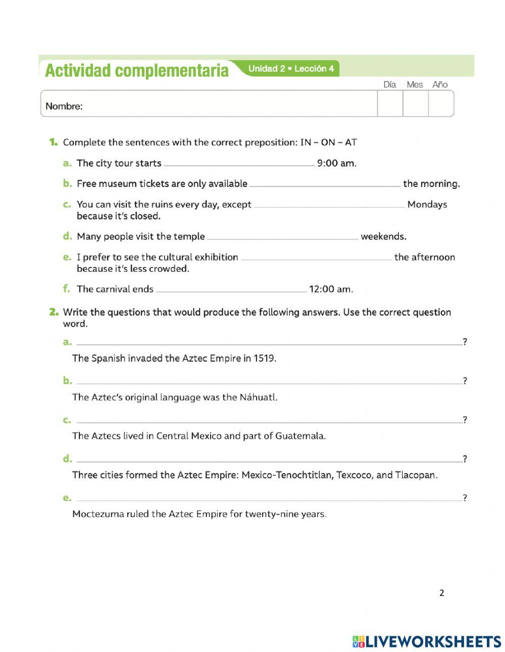 Summary unit 2 - 8º básico