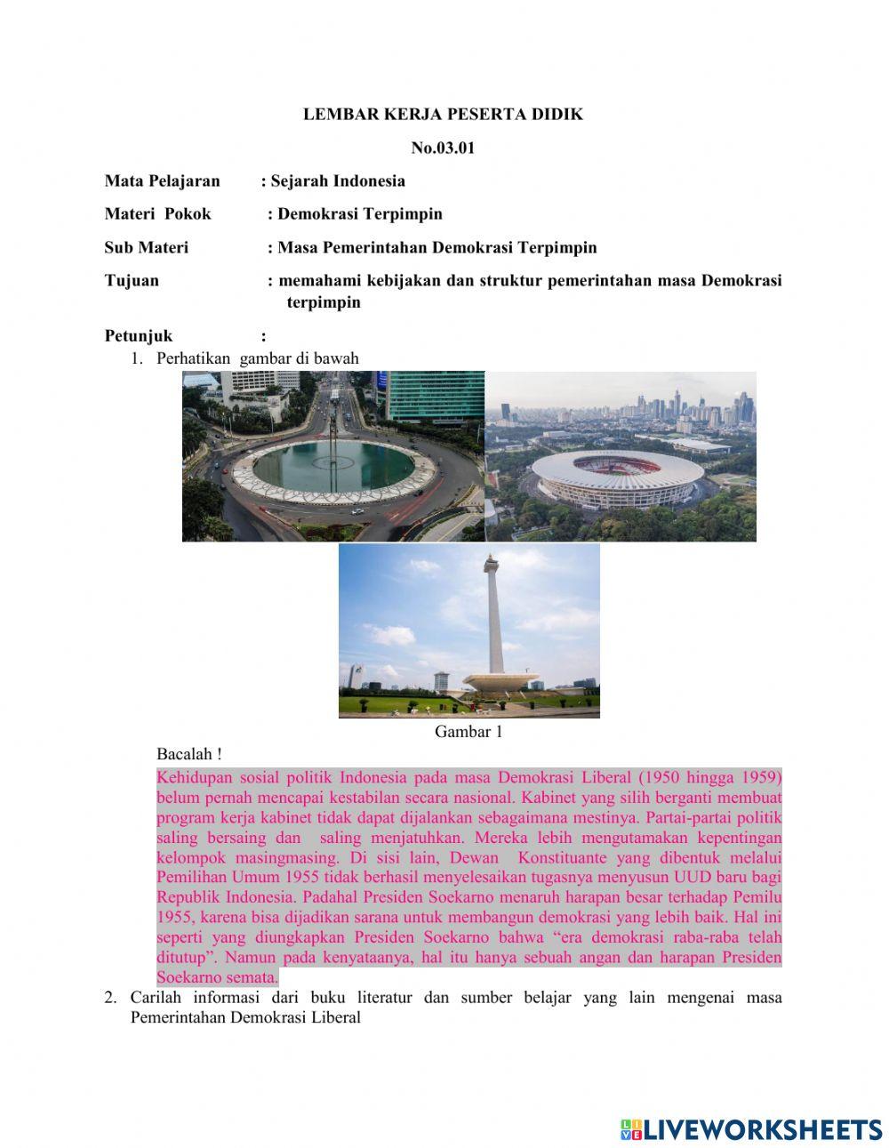 LKPD 3.4 Awal kehidupan Demokrasi Terpimpin