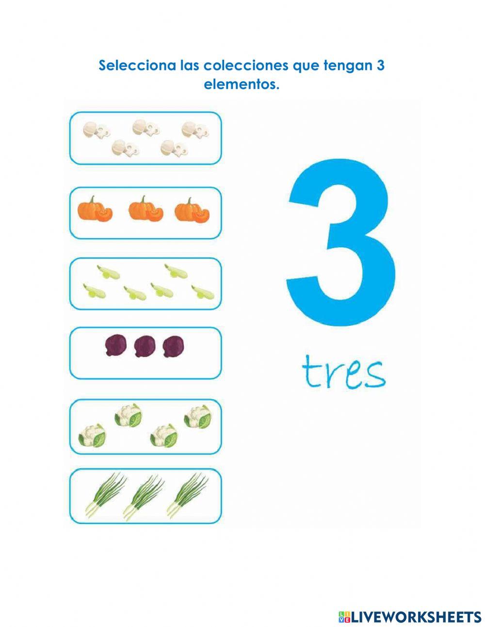 Relaciona cantidad número 1 2 3
