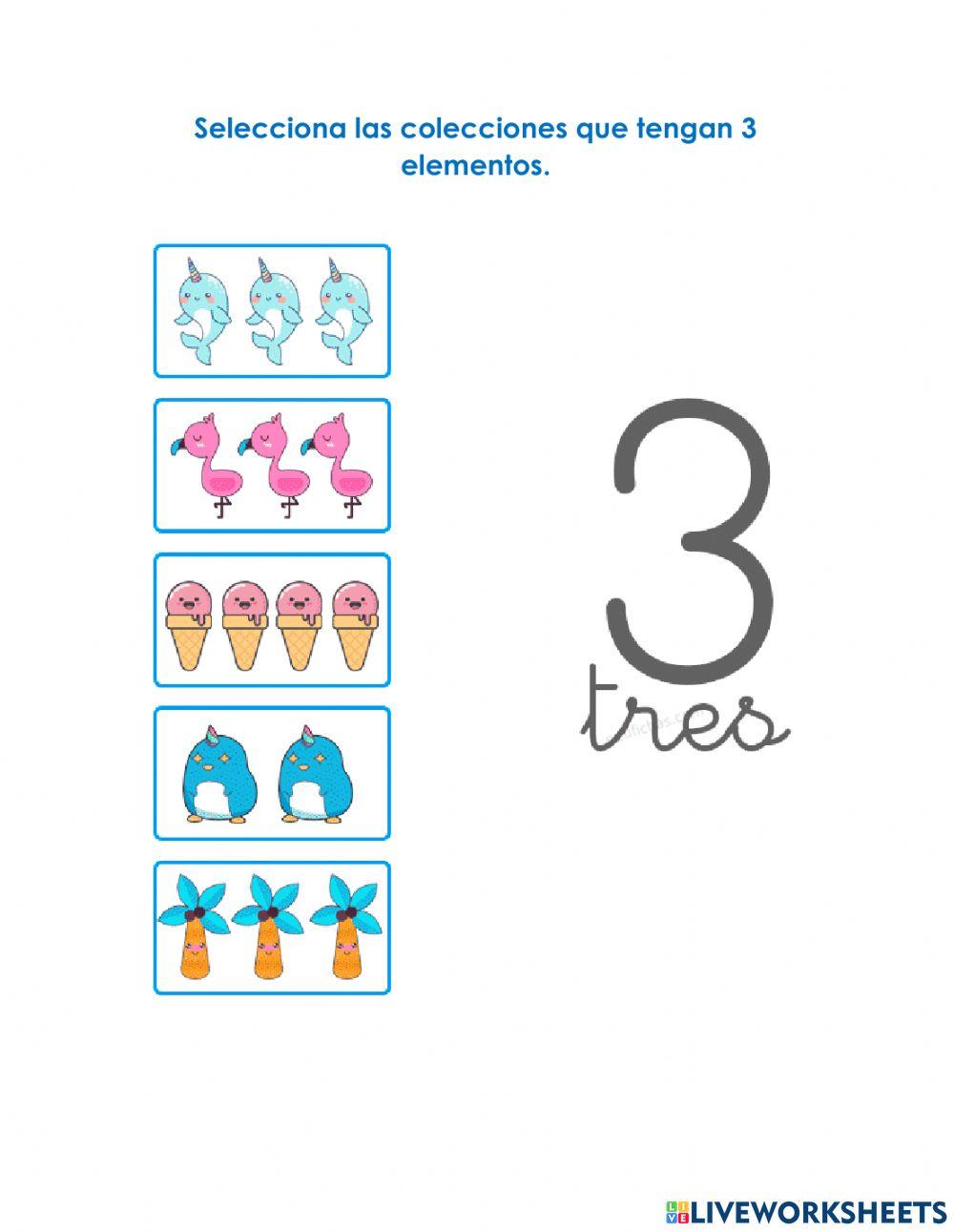 Relaciona cantidad número 1 2 3