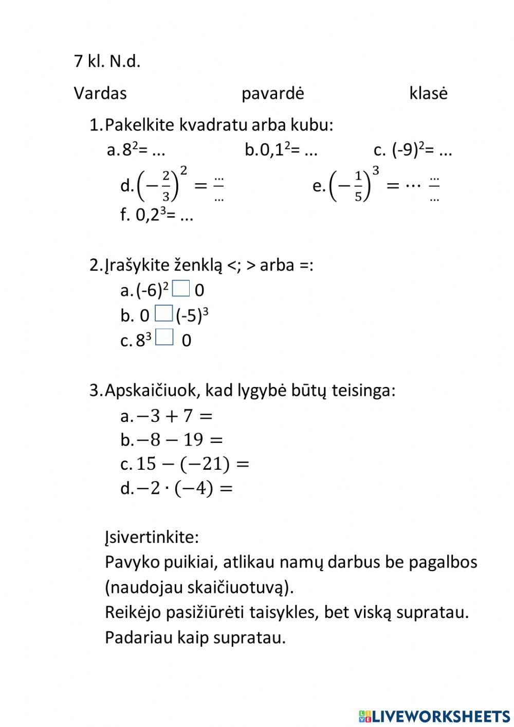Keliame kvadratu ir kubu (pr)