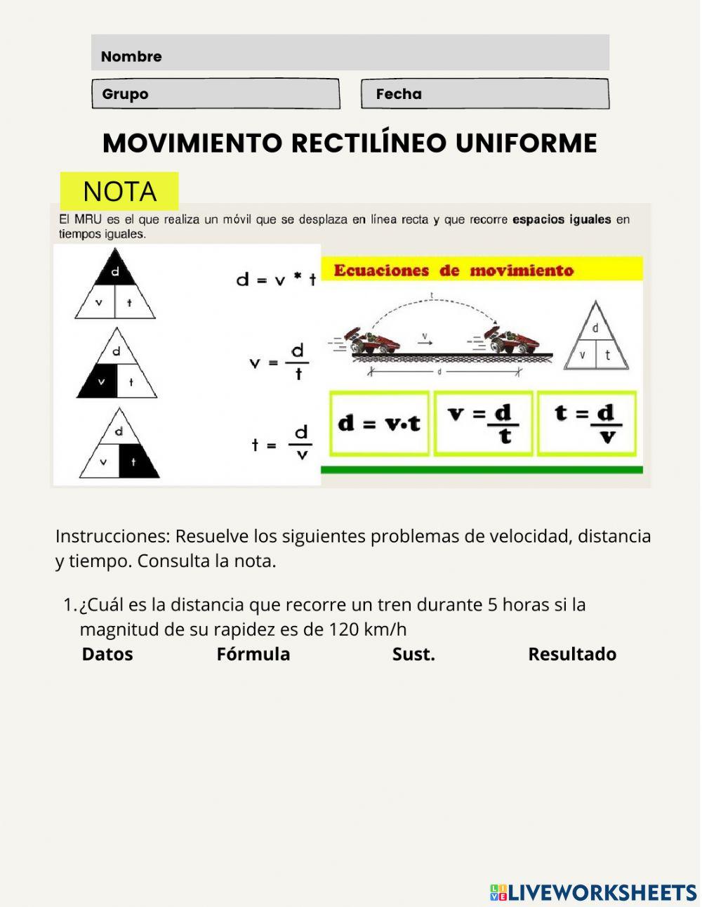 Movimiento rectilíneo uniforme