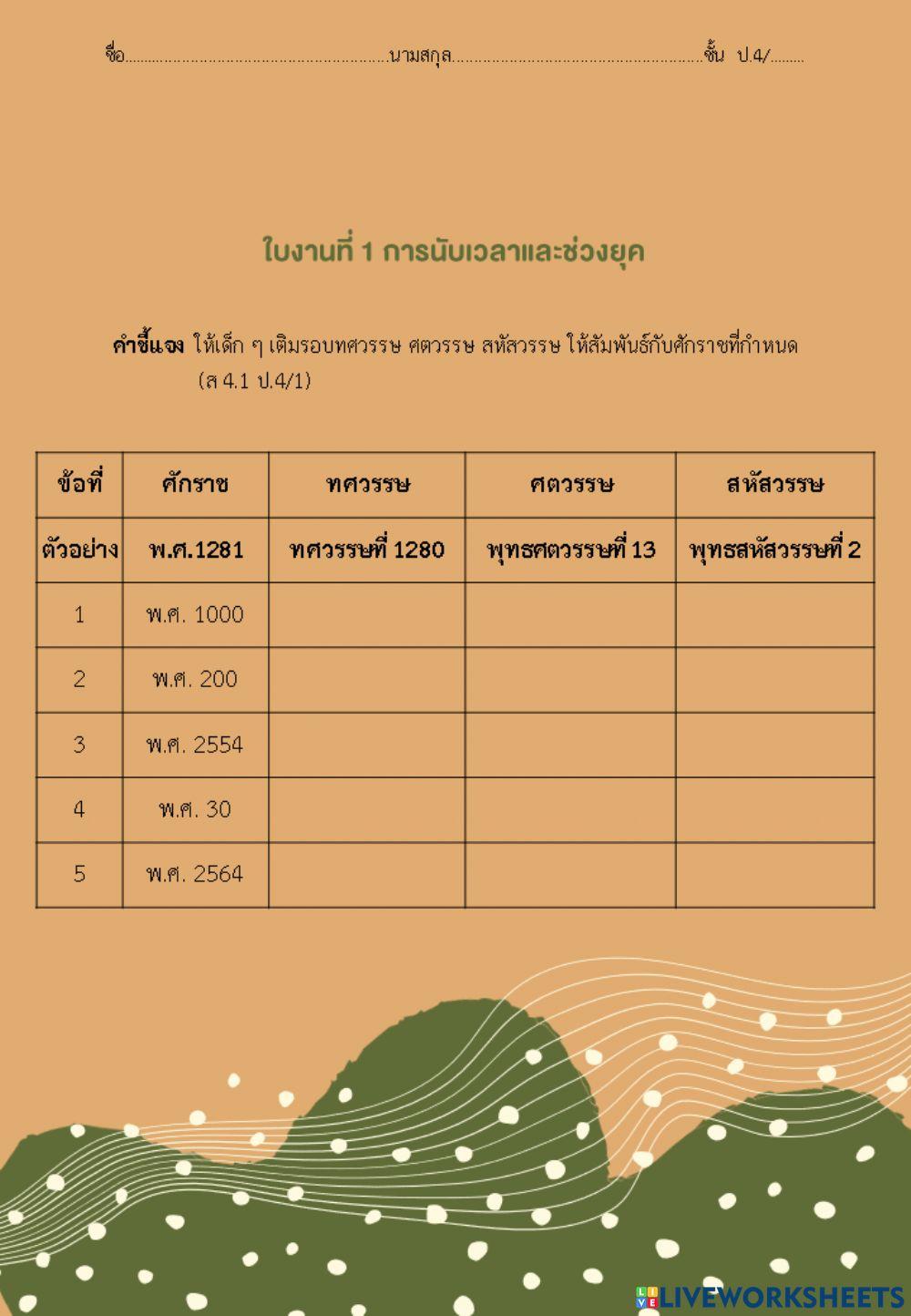 การนับเวลาและช่วงยุค