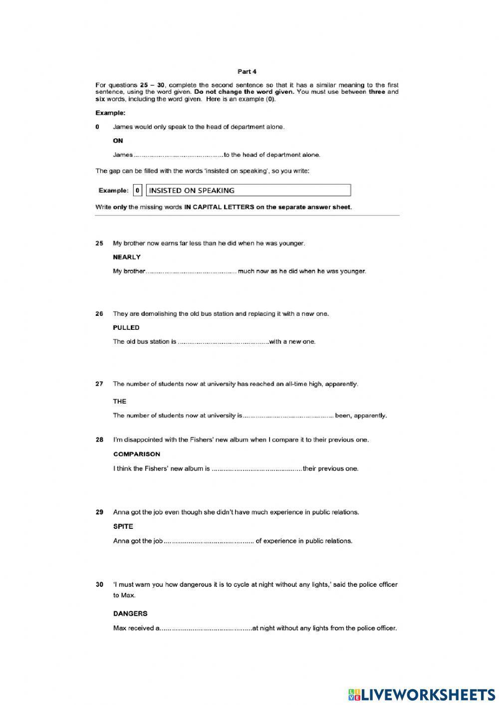 Cae use of english and reading