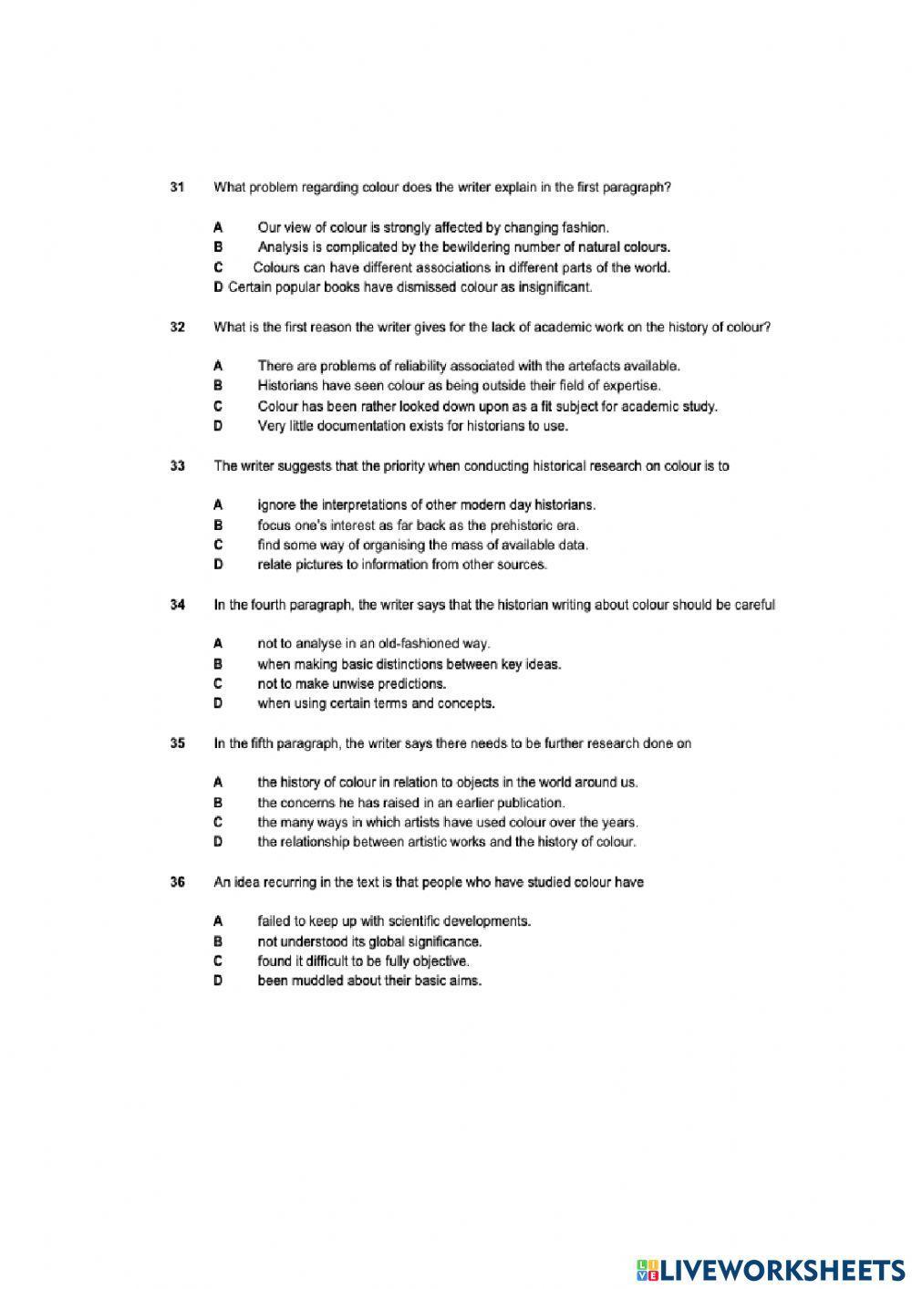 Cae use of english and reading