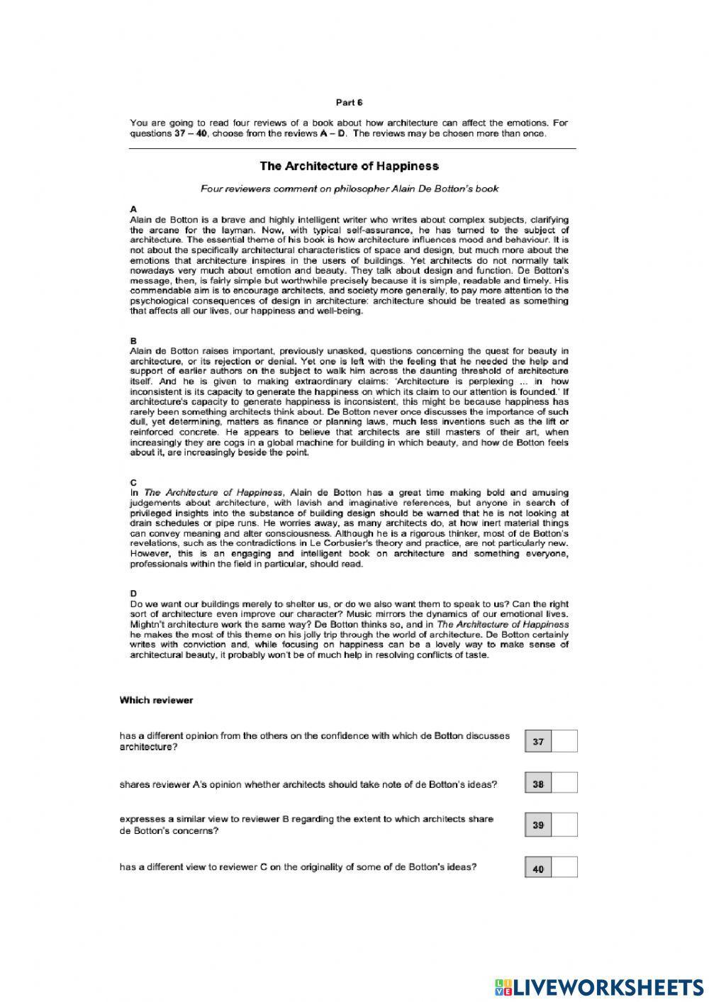 Cae use of english and reading