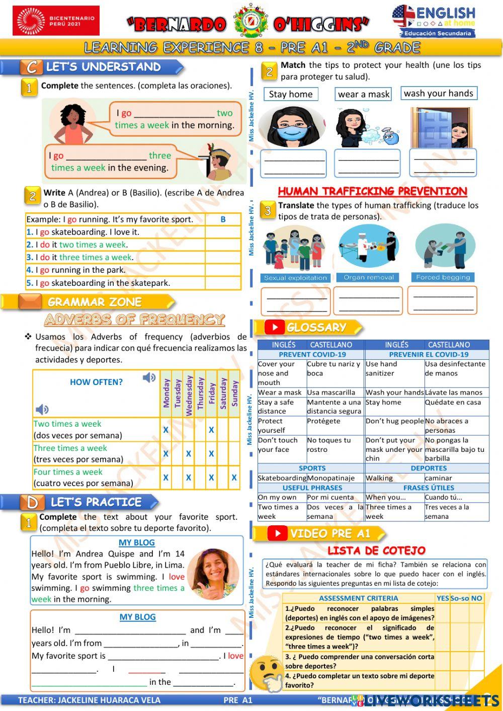 2° GRADO PRE A1 - EDA 8 - activity 1 - Aprendo en casa