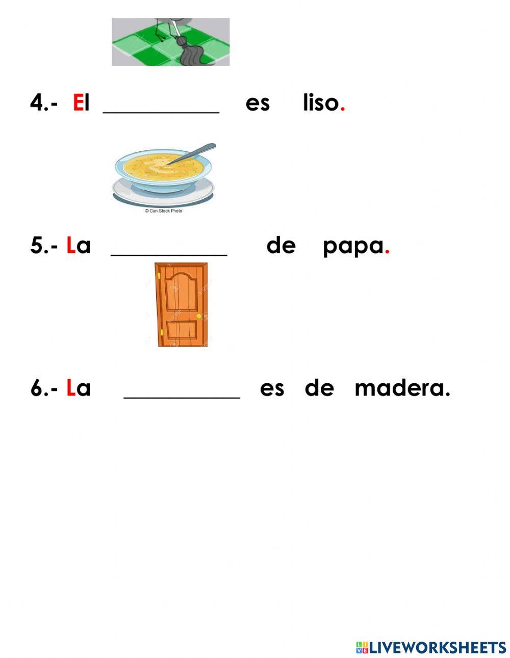 Actividad 6 formar oraciones con palabras con p