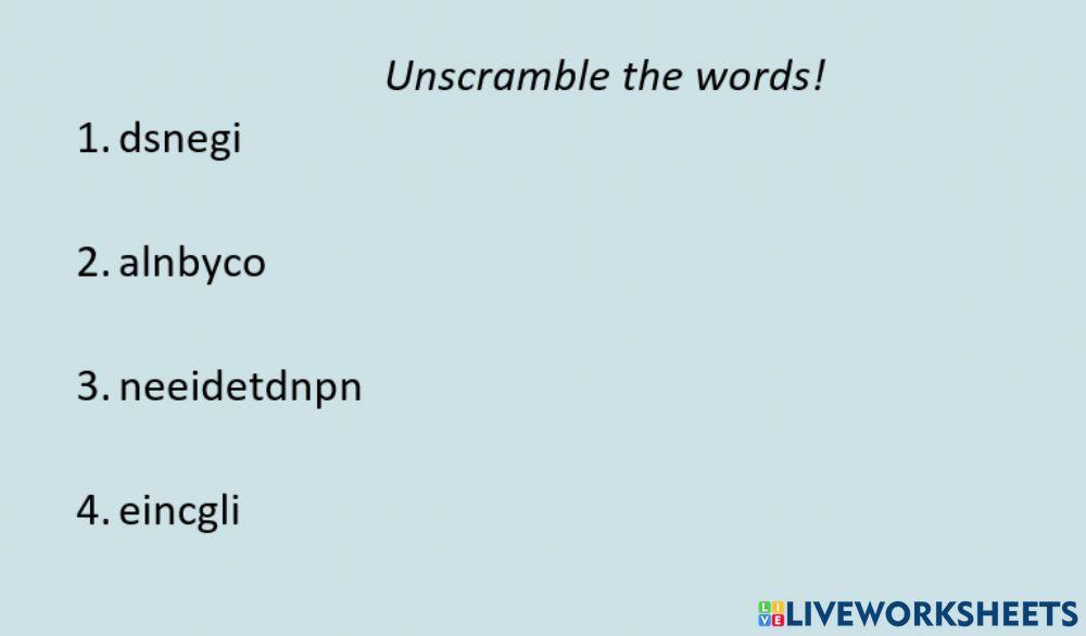 Vocab uscramble