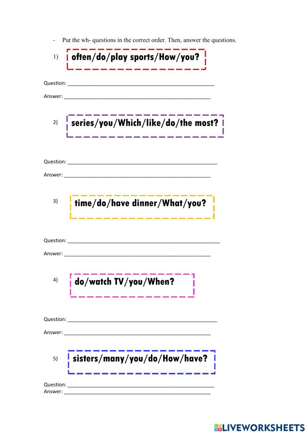 Wh questions PRODUCTION