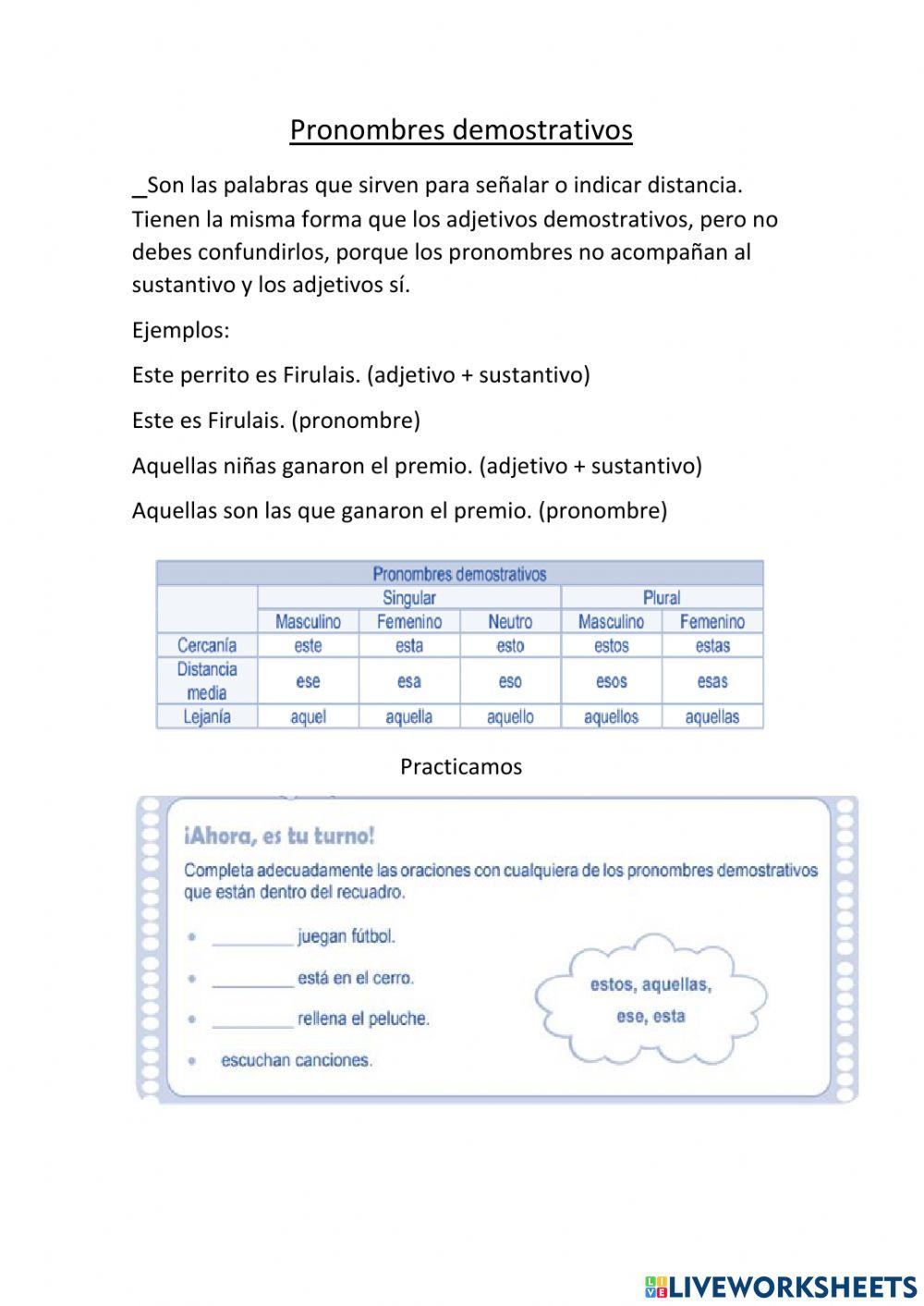 Pronombres Demostrativos y Posesivos