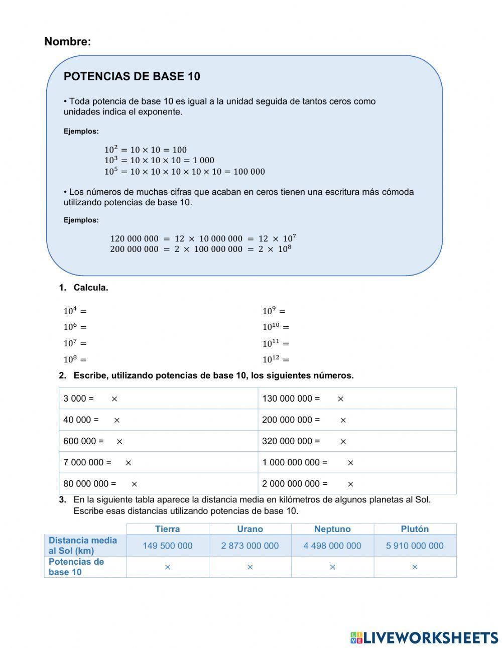 Potencias de base 10