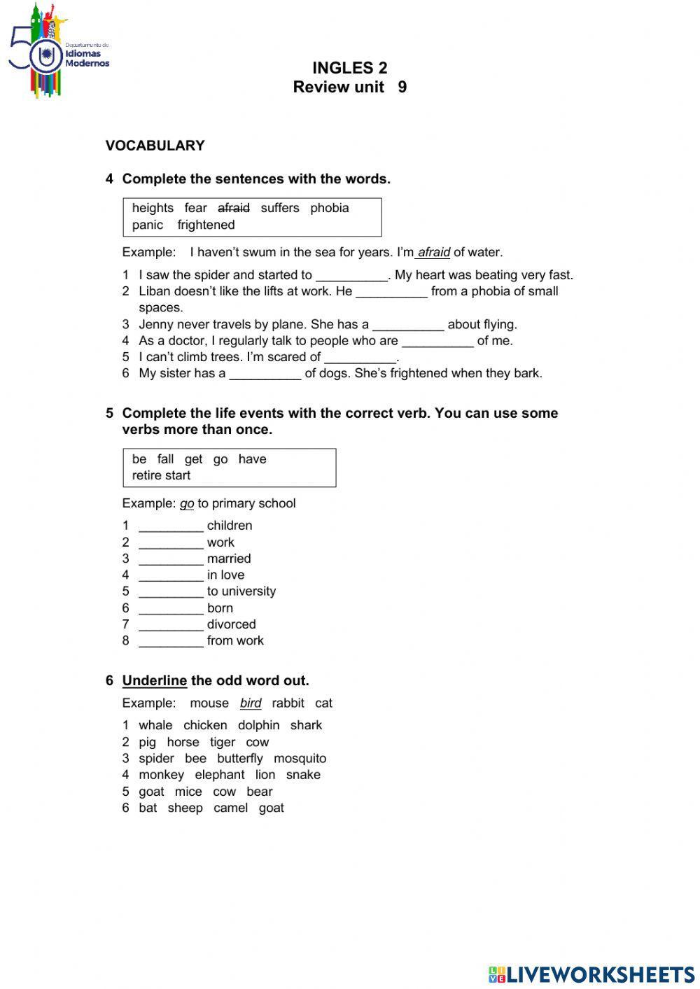 Ingles 2-REVIEW UNIT 9