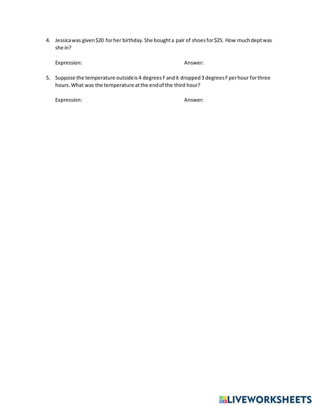 Adding and Subtracting Integers