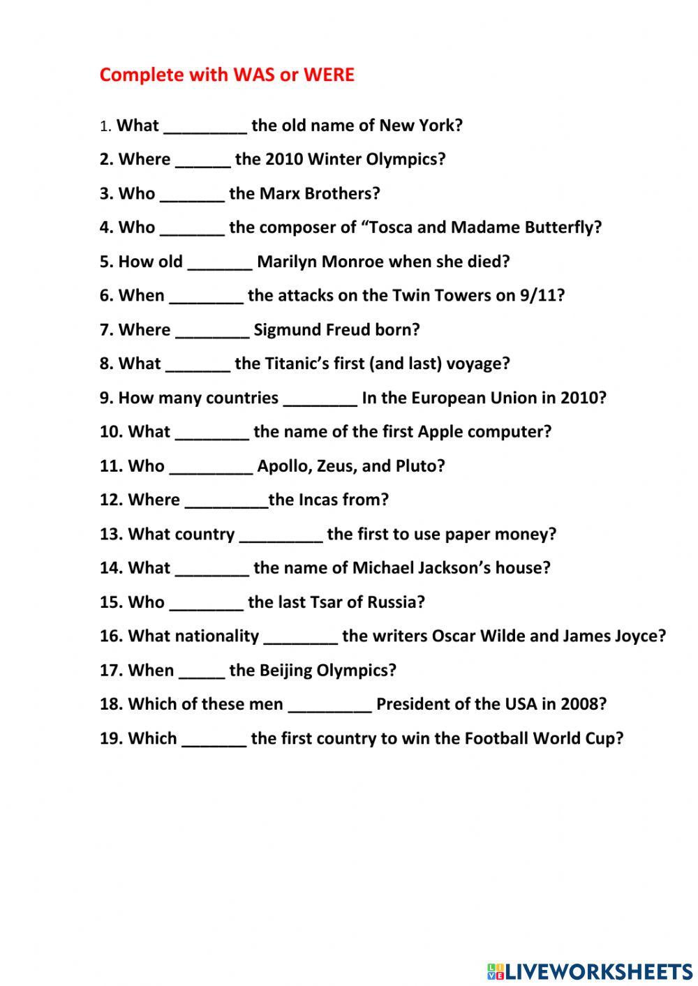 Was - Were (History)