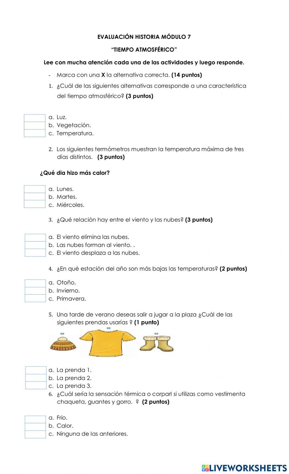 Evaluación Ciencias Naturales 7