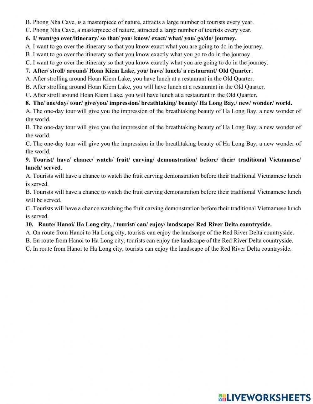 Revision - Unit 5 Itinerary