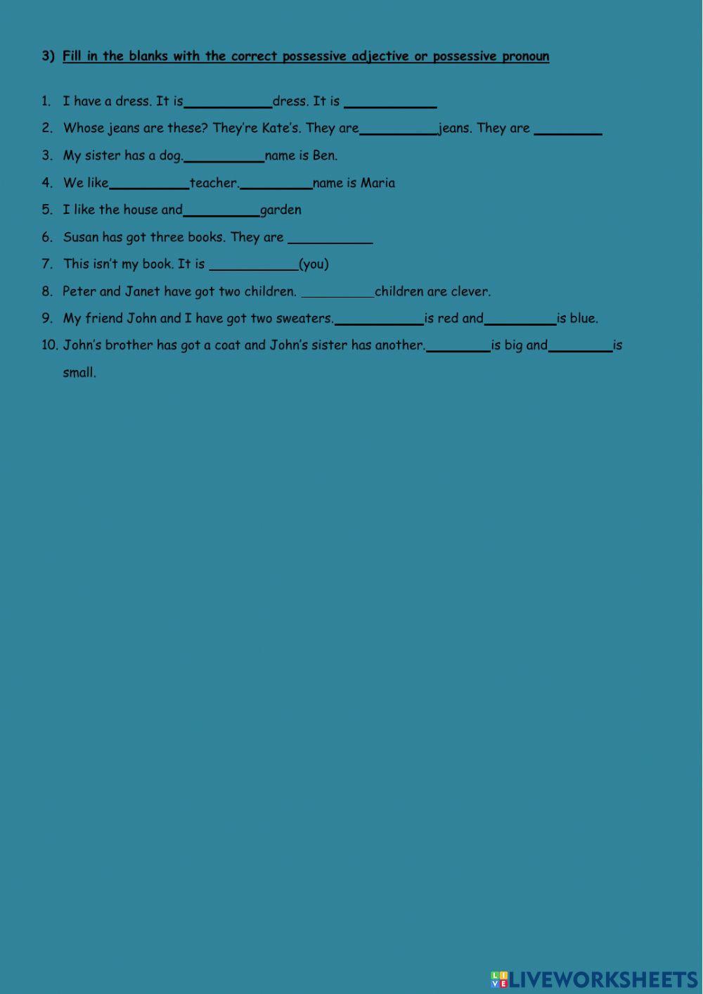 Possessive adjectives & possessive pronouns