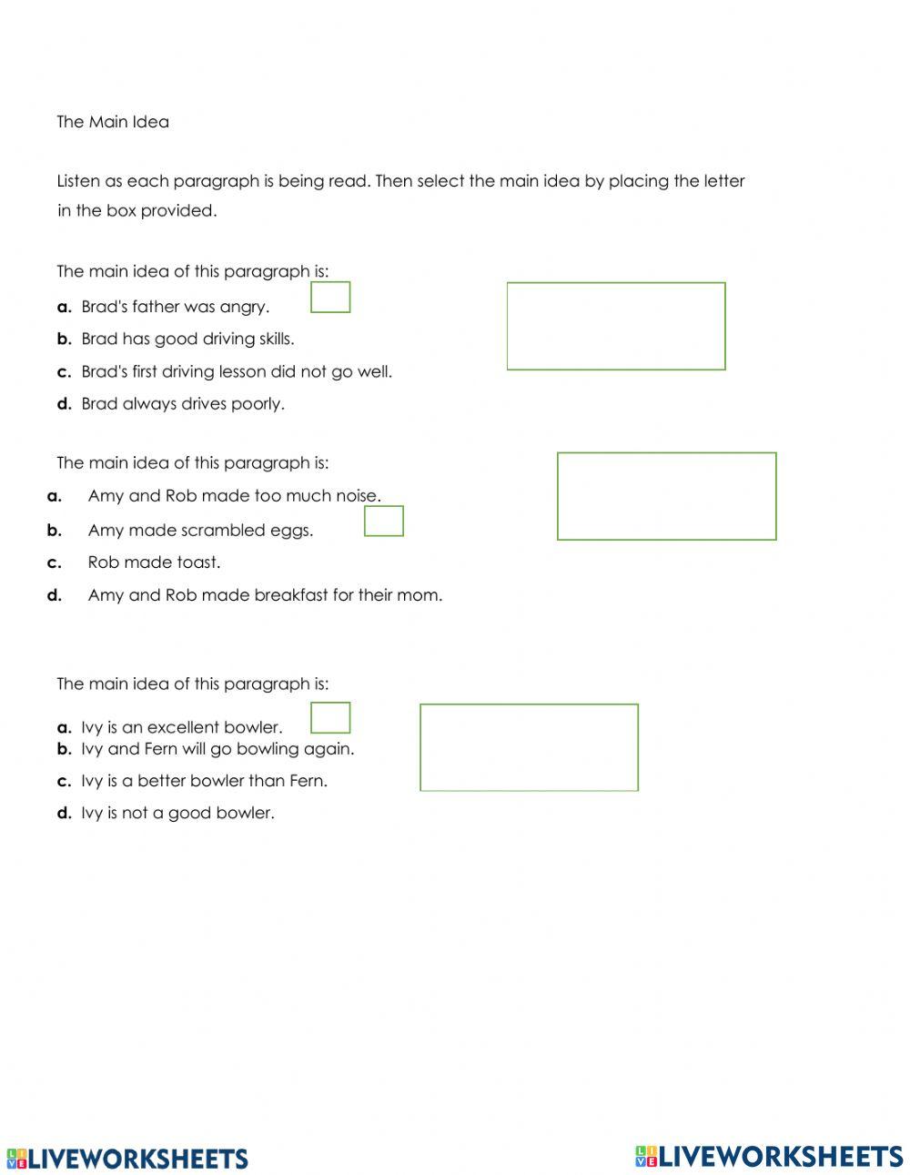 Listening Comprehension Main idea