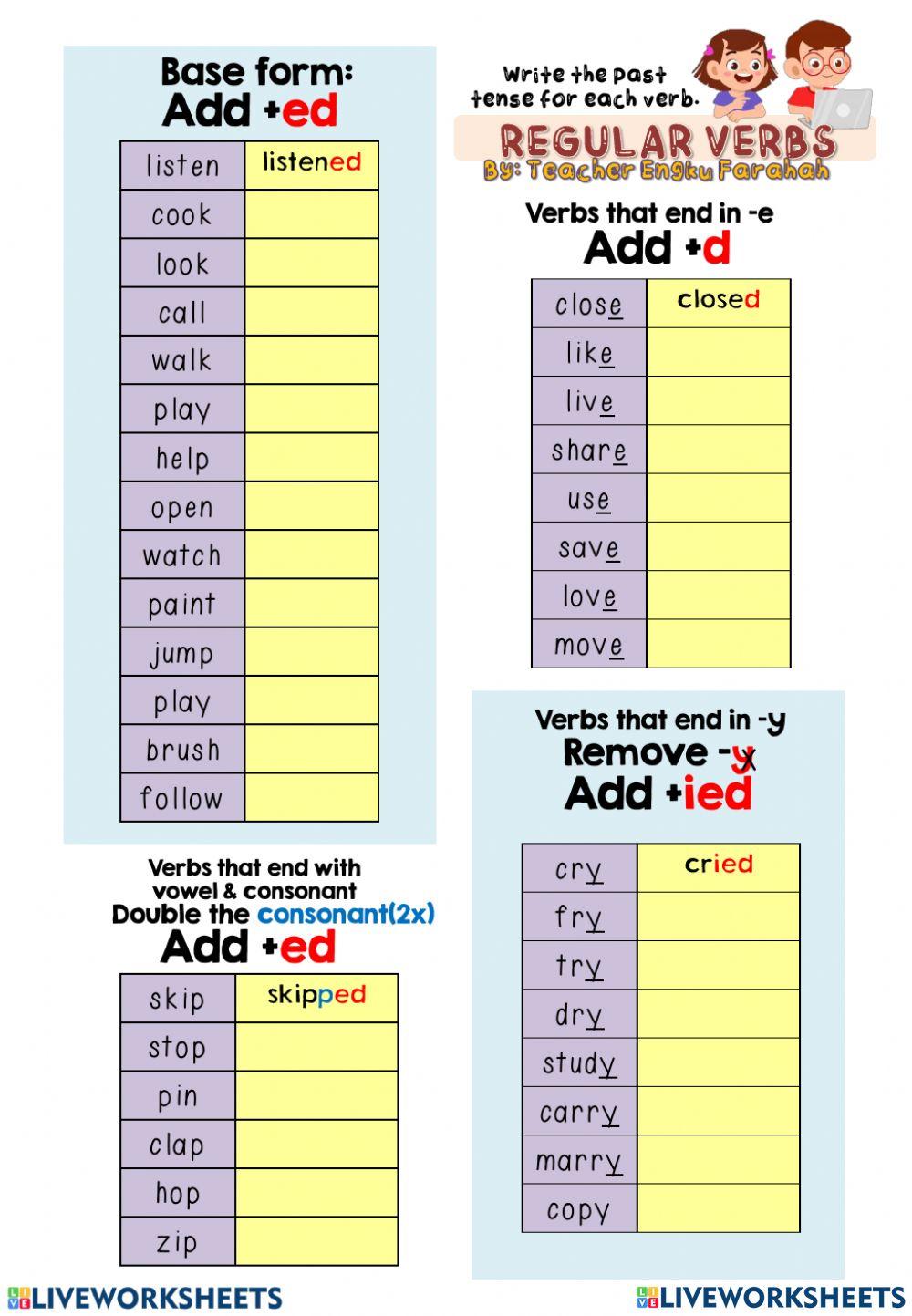 Regular verbs Regular verbs