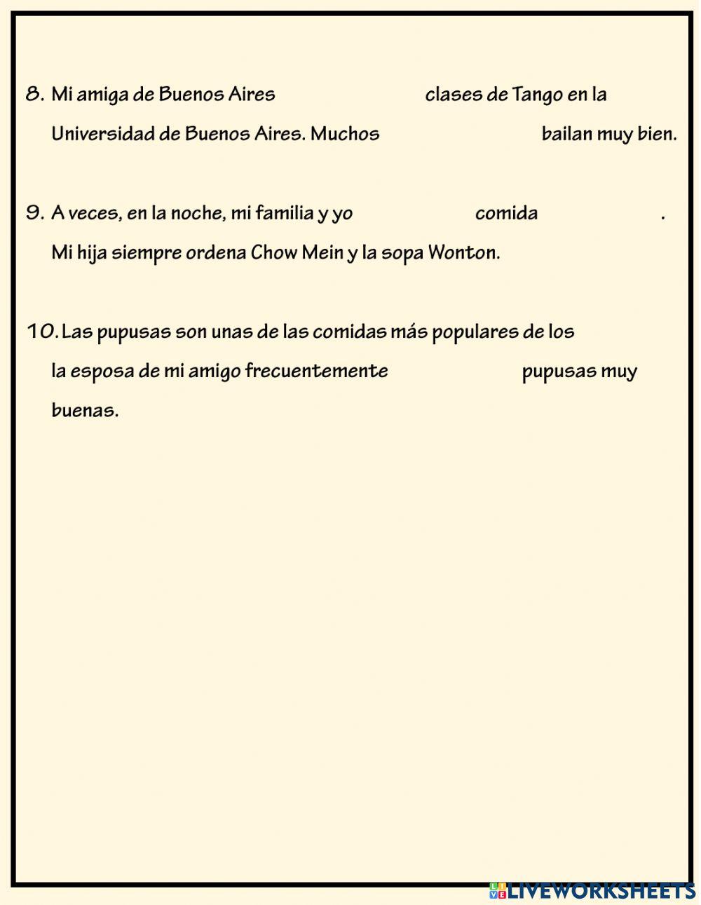 Nacionalidades y verbos -ar