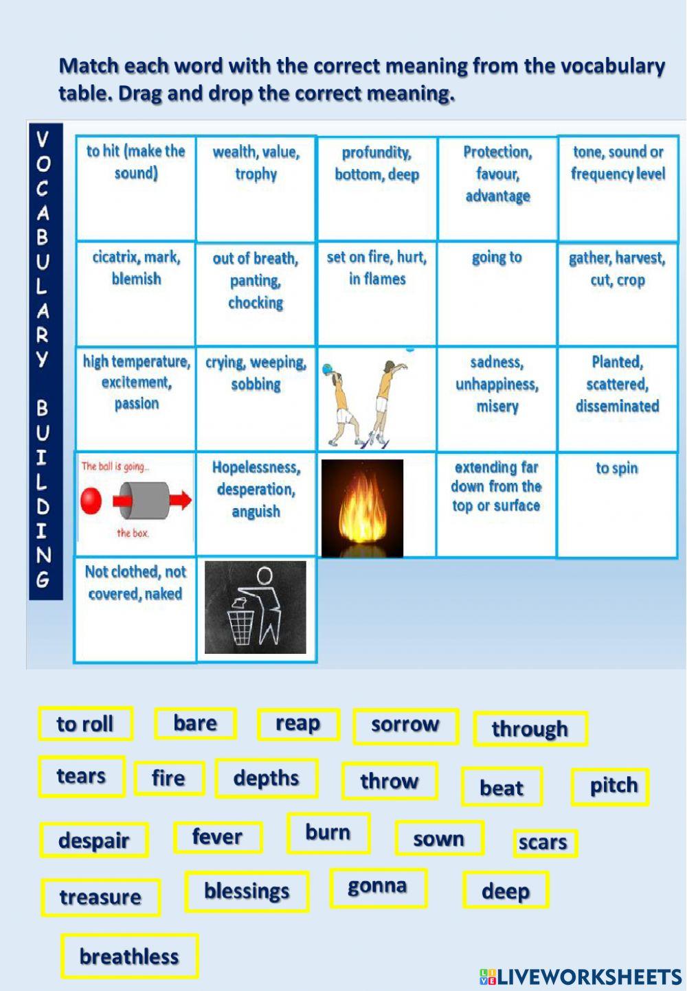 Vocabulary preparation for rolling in the deep song