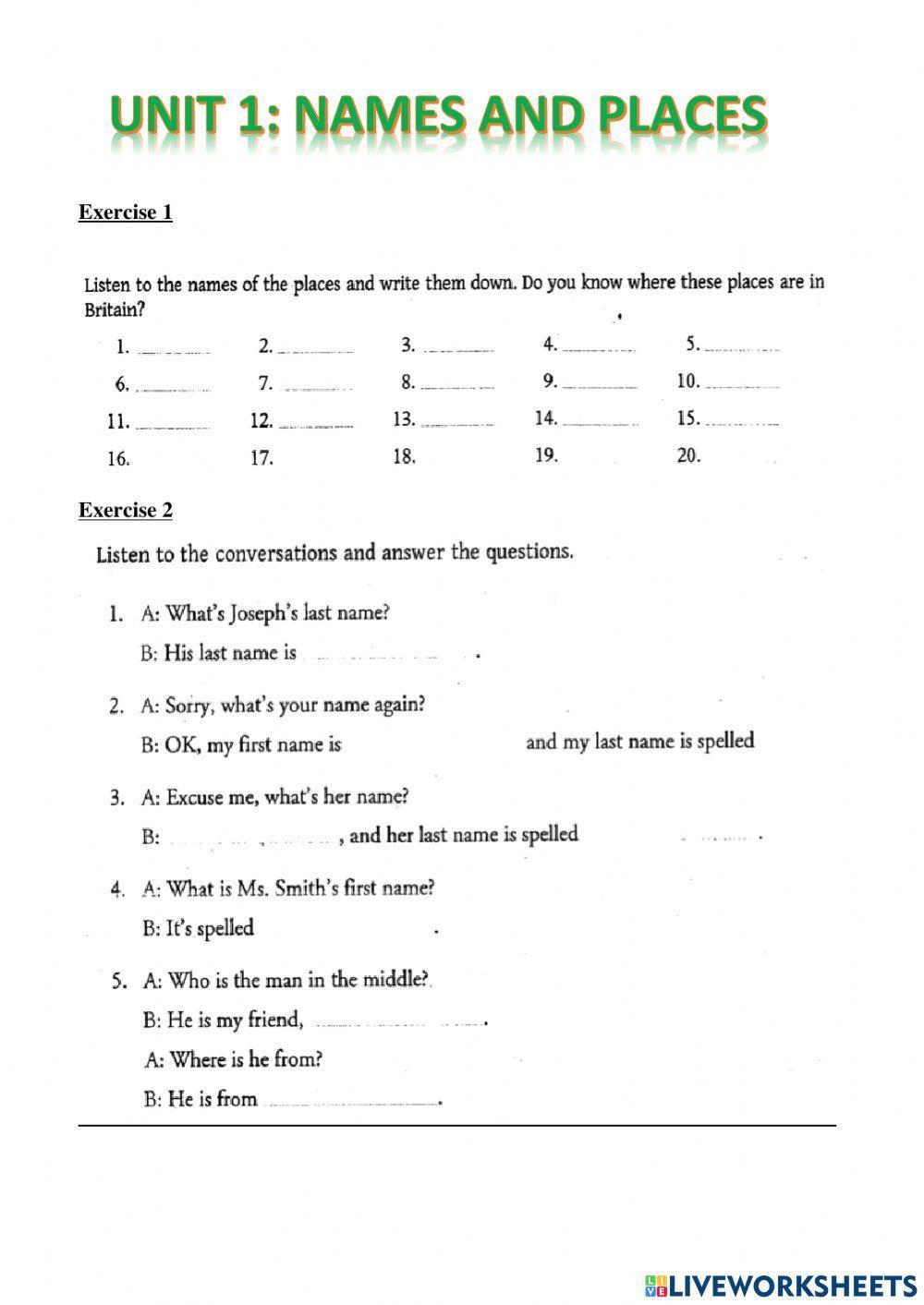 Listening to Names and places