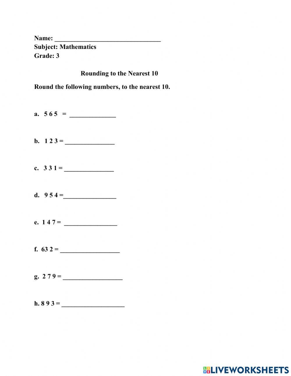 Rounding to the nearest 10