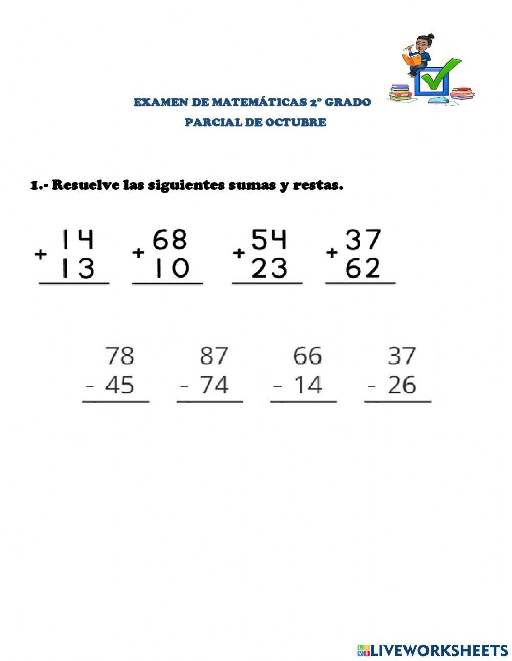 Evaluación de matemáticas 2°