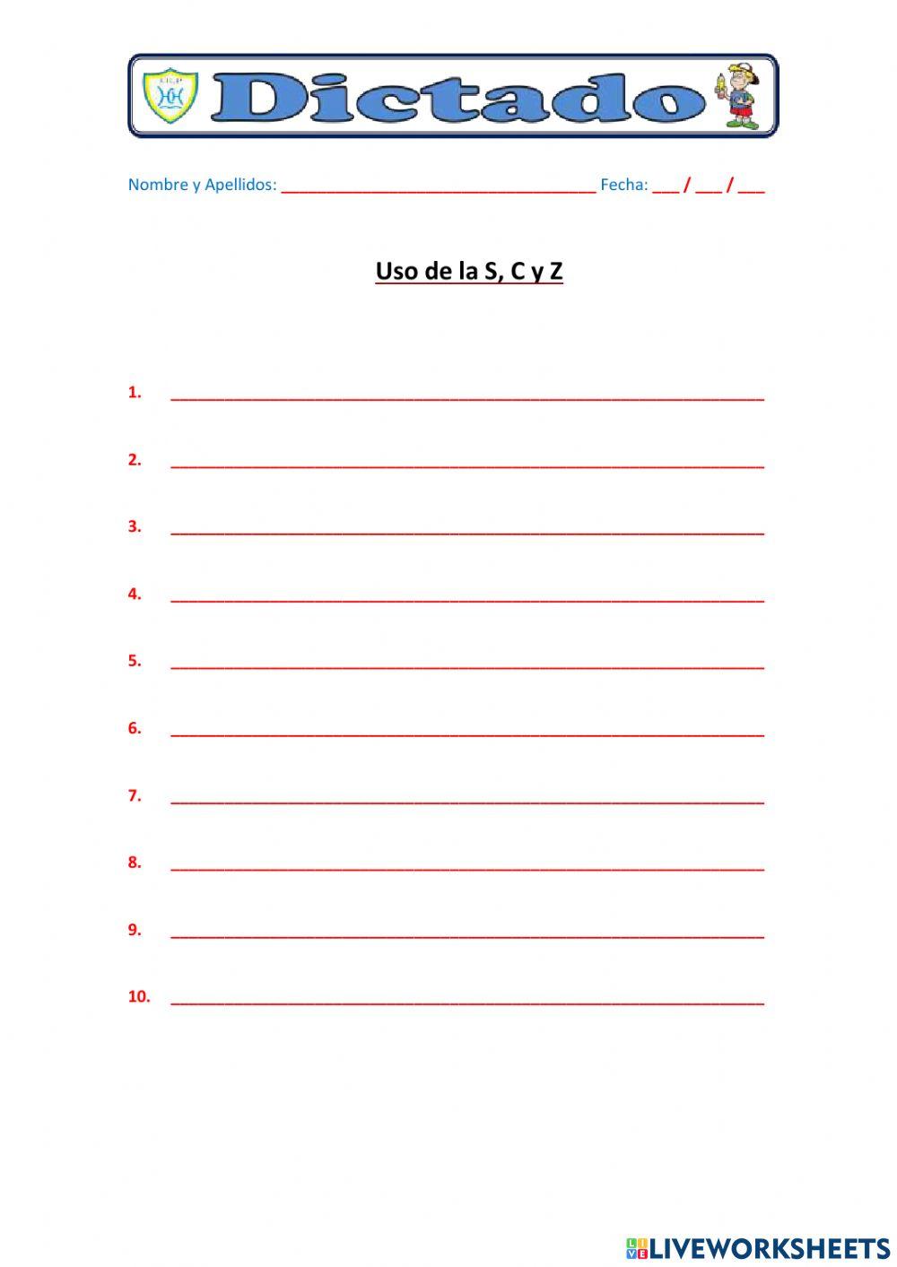 Uso de la s, c y z