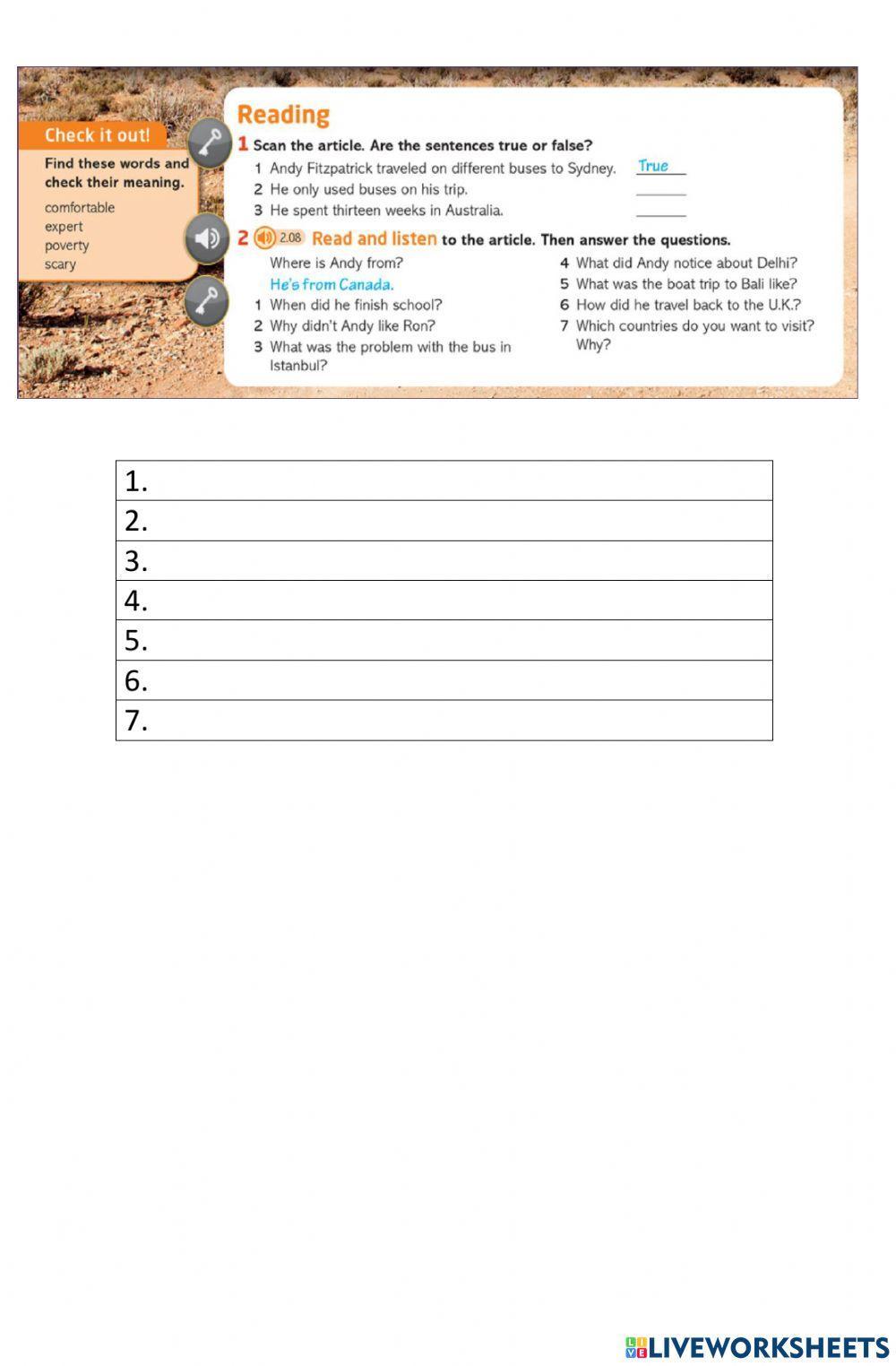 Reading comprehension