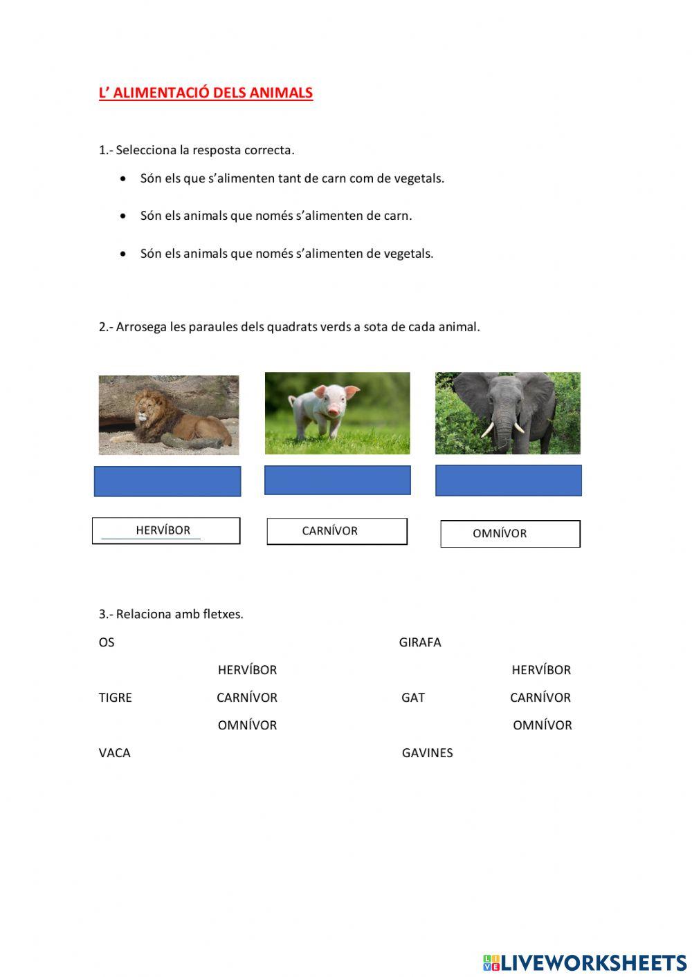 L'ALIMENTACIÓ DELS ANIMALS