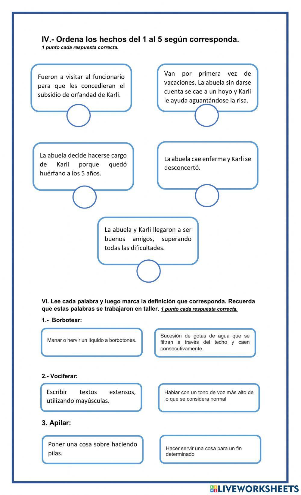 Evaluación libro -La abuela-