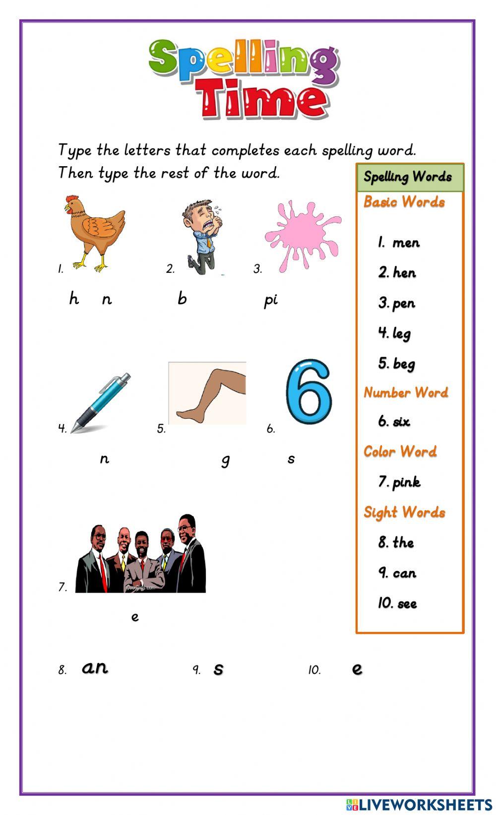 Spelling Words Wk 7.1