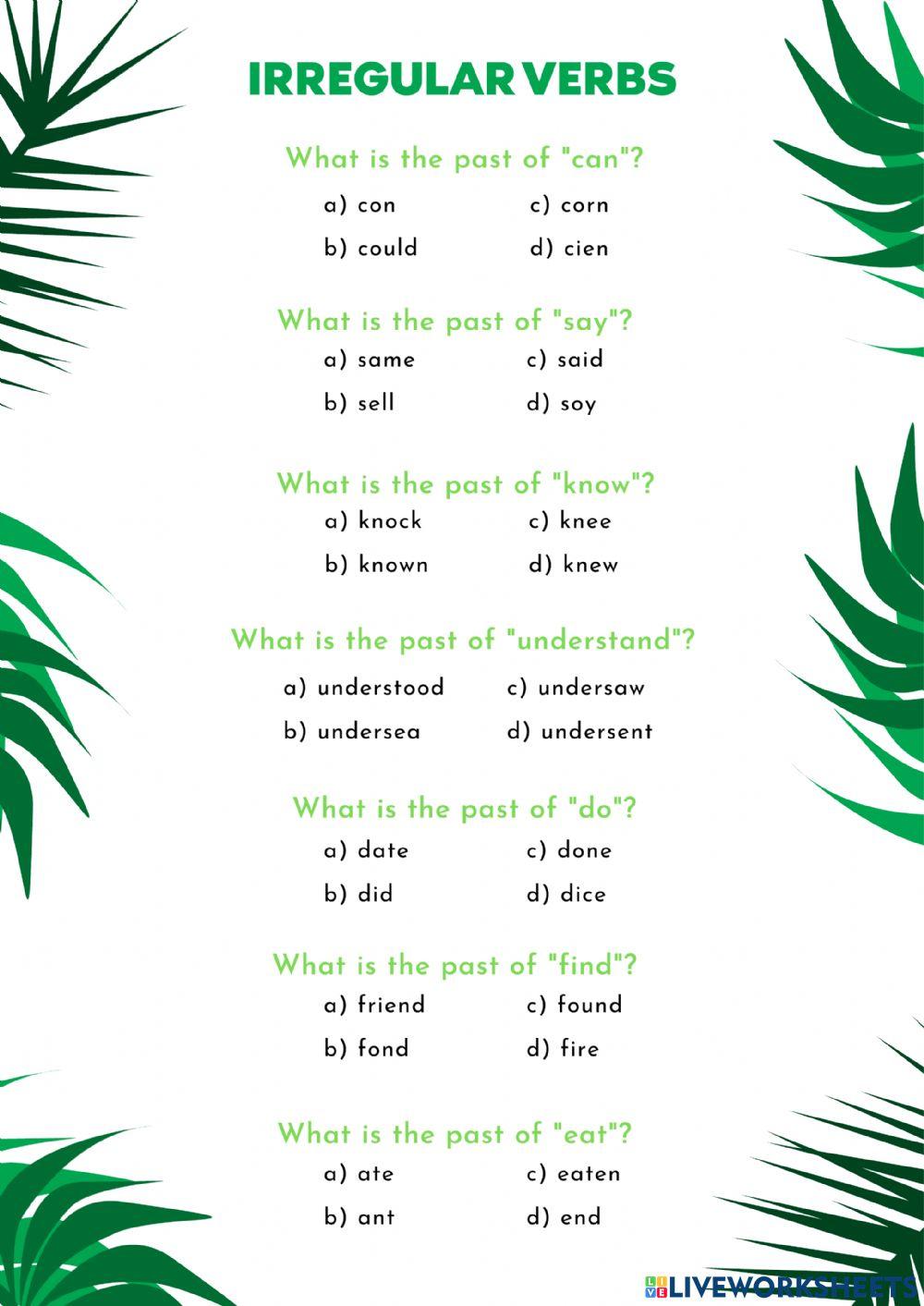 Irregular verbs practice - Past Simple Irregular Verbs