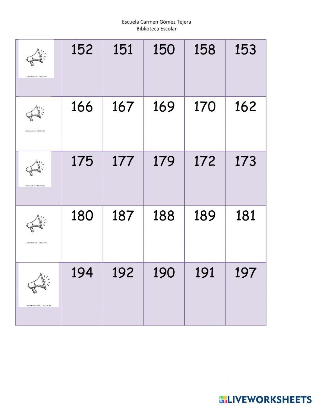 Reconocer numerales 100 al 200