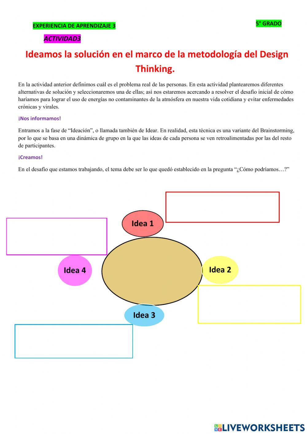 Ideamos la solución en el marco de la metodología del Design Thinking.