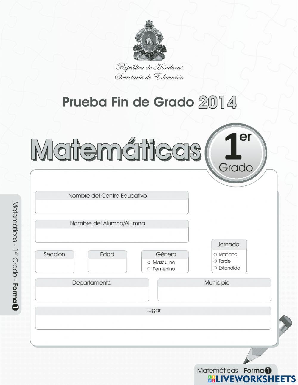 Prueba de fin de grado - primer grado