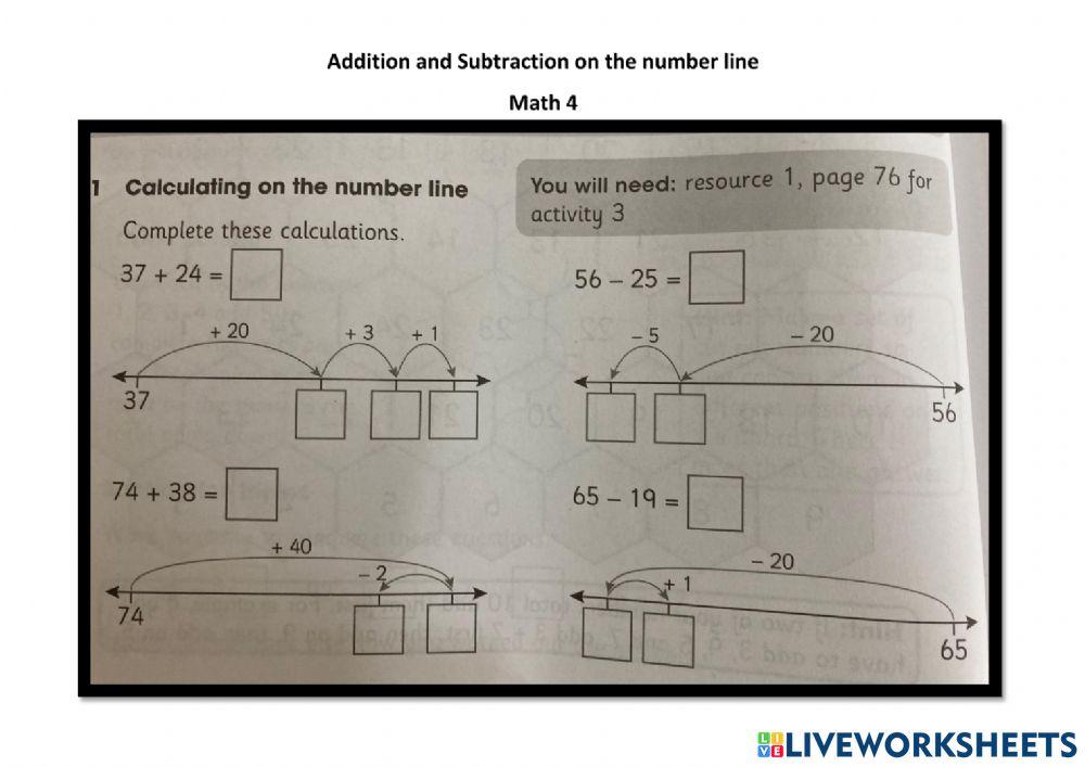 Addition subtraction on a number line