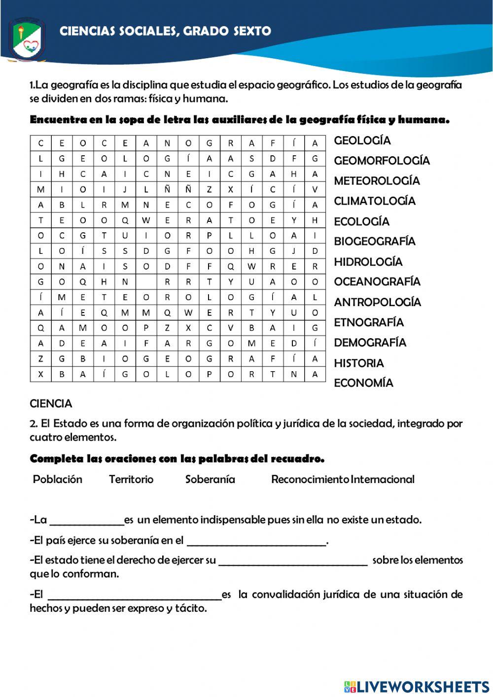 Quiz de sexto ciencia sociales