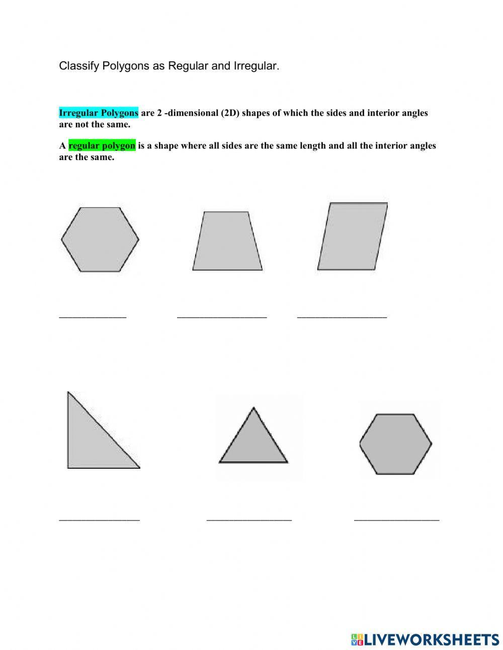Regular And Irregular Polygons Worksheet
