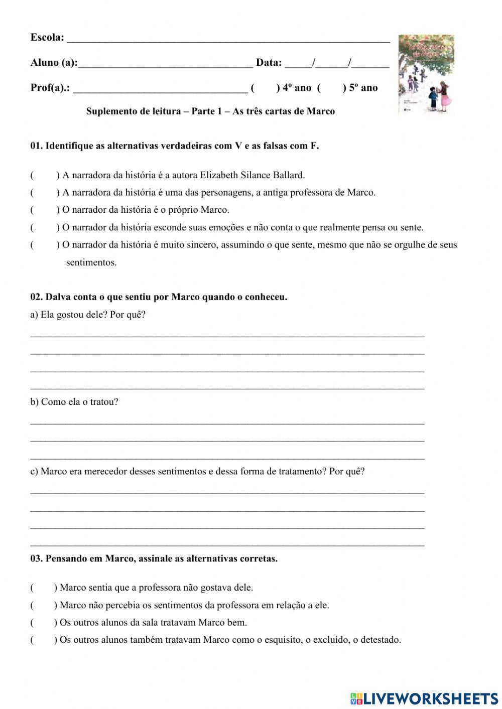 As 3 cartas de marco