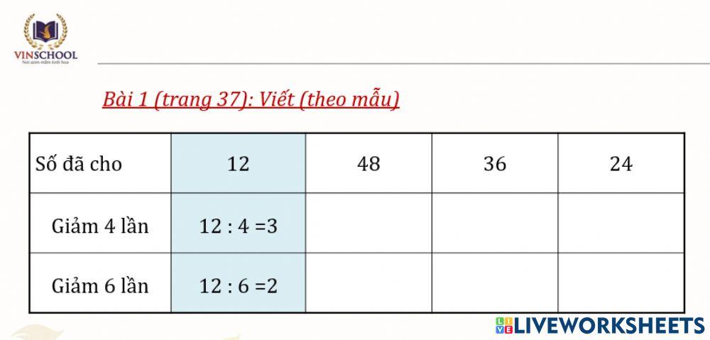 Giảm đi 1 số lần