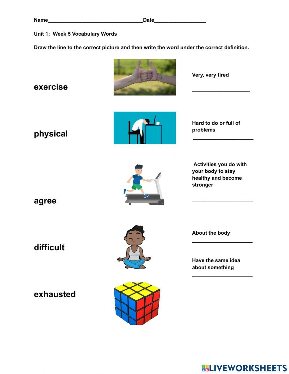 Unit1, Week 5 Vocabulary Words