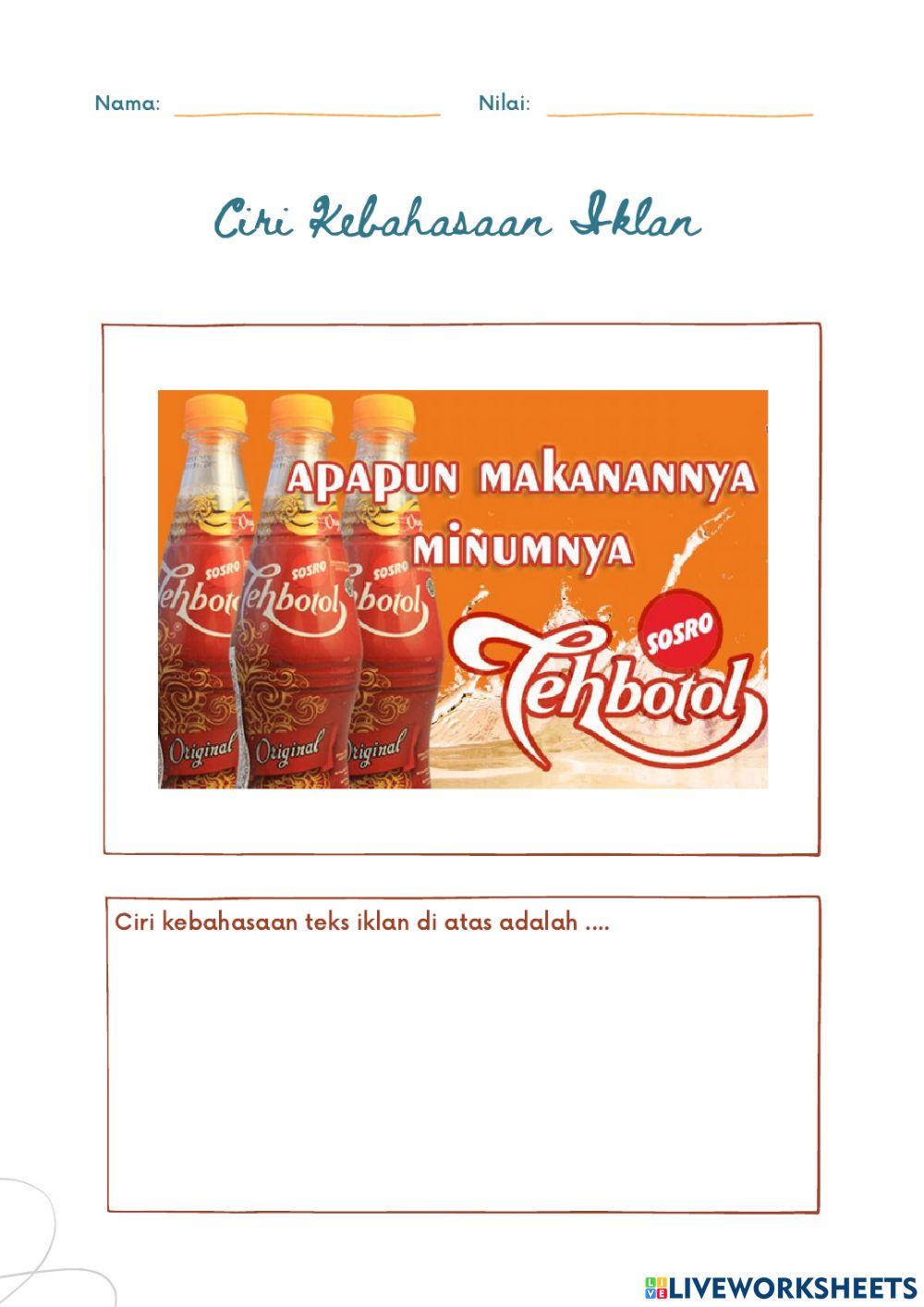 Analisis ciri kebahasaan teks iklan, slogan, dan poster