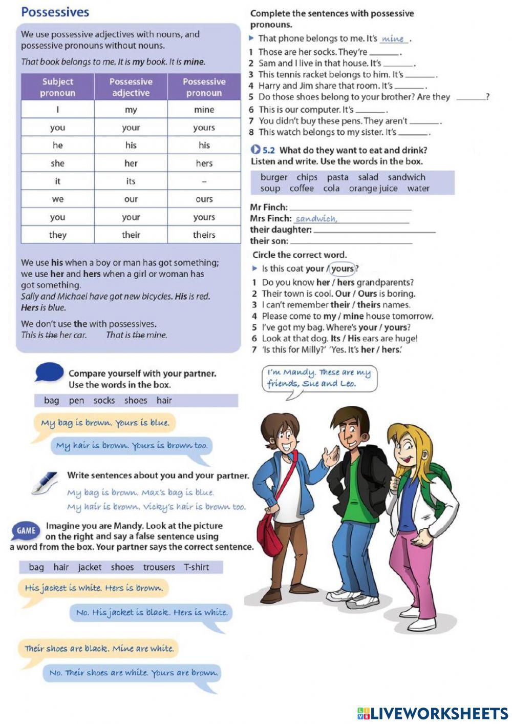 Possessive pronouns P2021 Live Worksheets