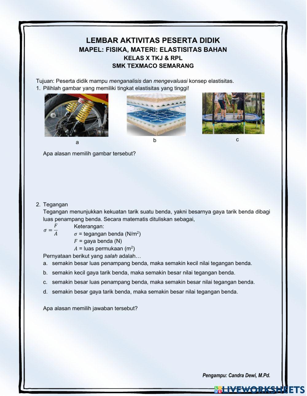 Elastisitas Bahan Fisika