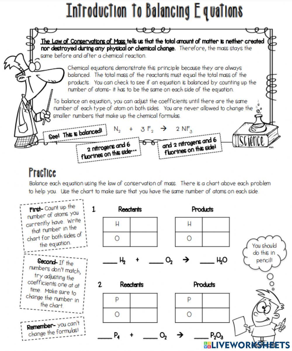 Balancing chemical equations activity | Live Worksheets balancing-chemical-equations-activity-live-worksheets